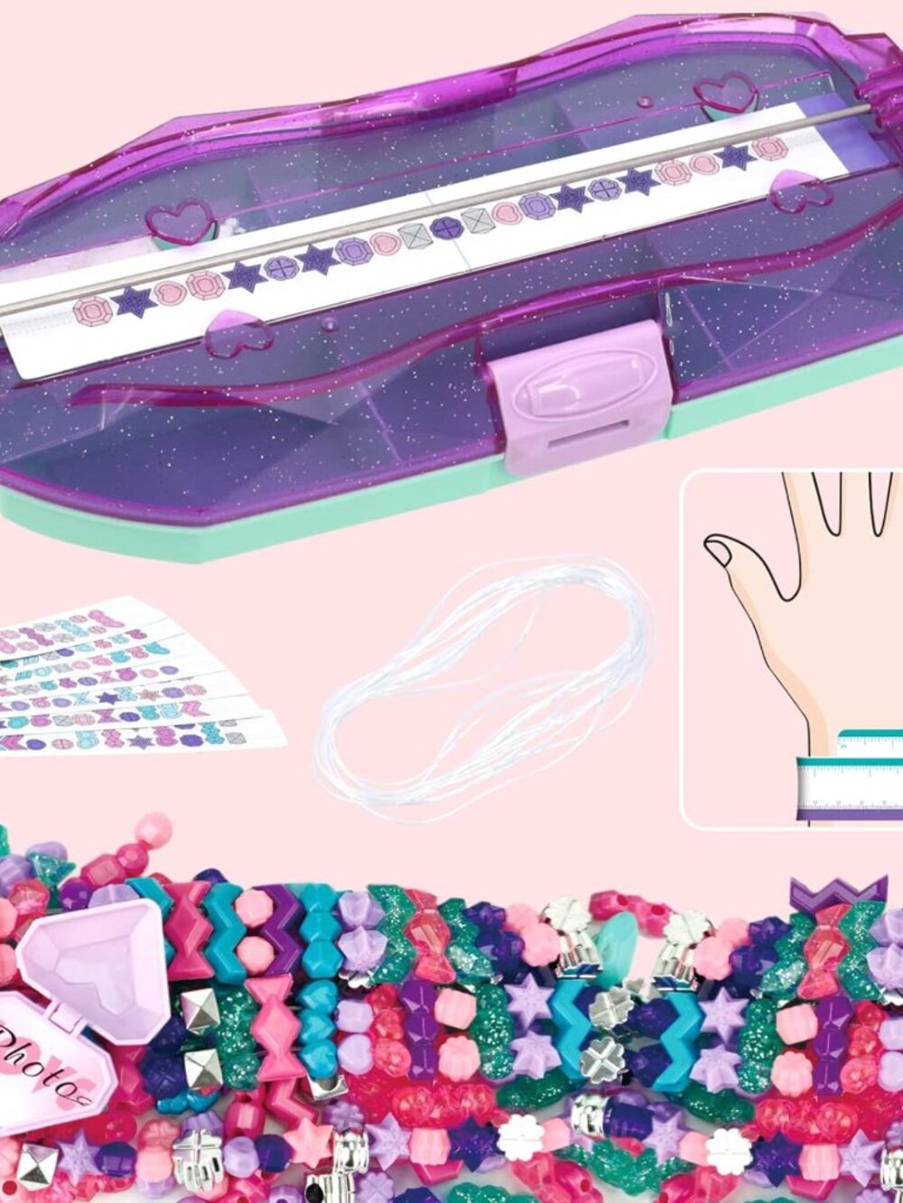 DIY Bead Bracelet Making Kit for Kids, Arts & Crafts Jewelry Design Activity Set - Picture 12 of 14